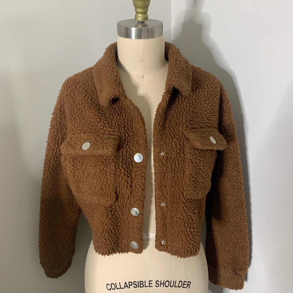 Crop Teddy Jacket 🐻🤎